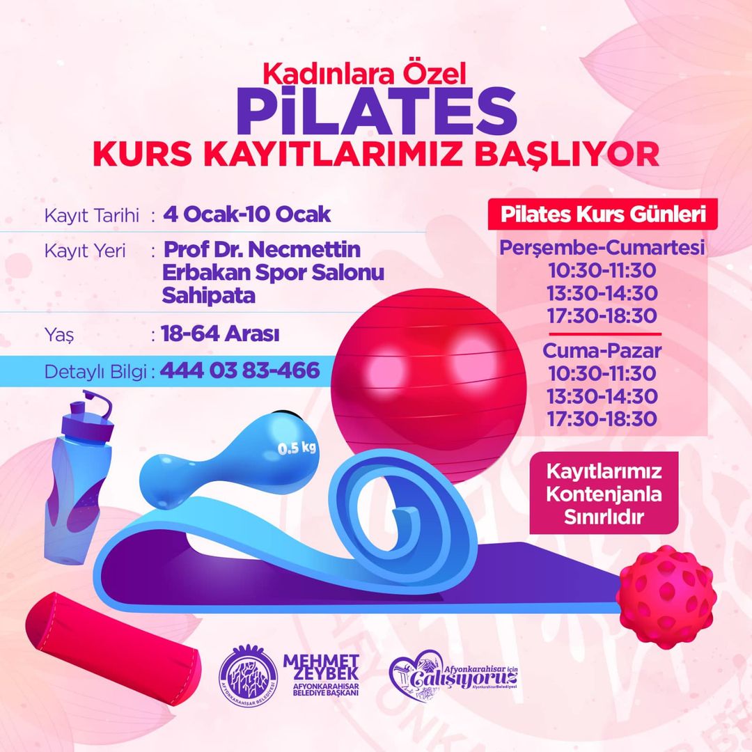 Afyonkarahisar Belediyesi Sağlık ve Sporu Desteklemek İçin Pilates Kursu Açıyor!