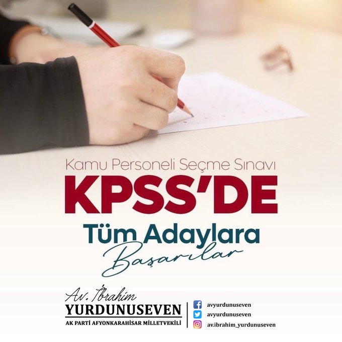 AK Parti Milletvekili İbrahim Yurdunuseven, KPSS sınavına girecek adaylara başarı dileklerinde bulundu